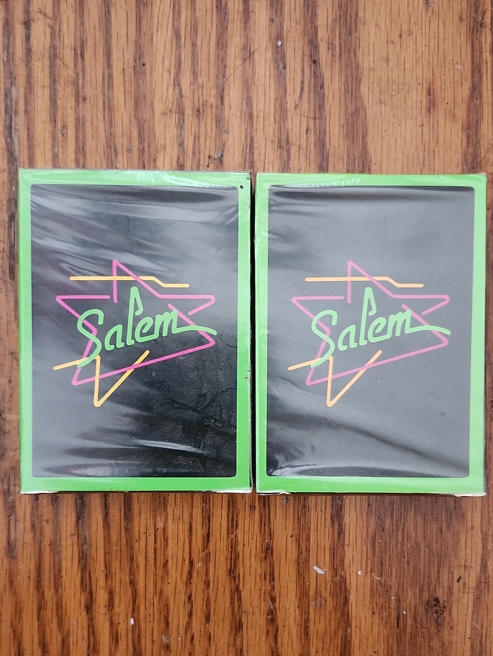 Vtg 1990 Salem Neon Logo Playing Cards - Set Of 2